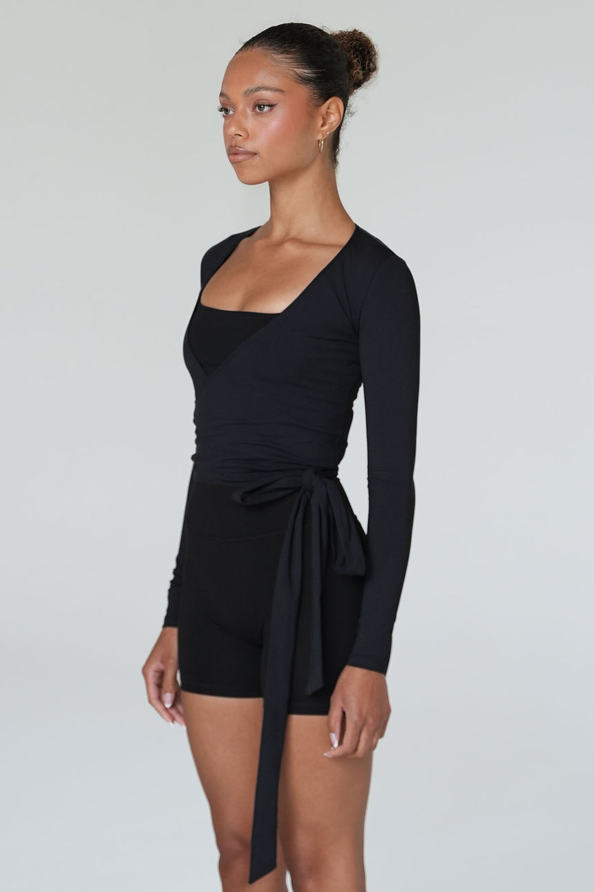 CLASSIC FIT WRAP TOP - ONYX